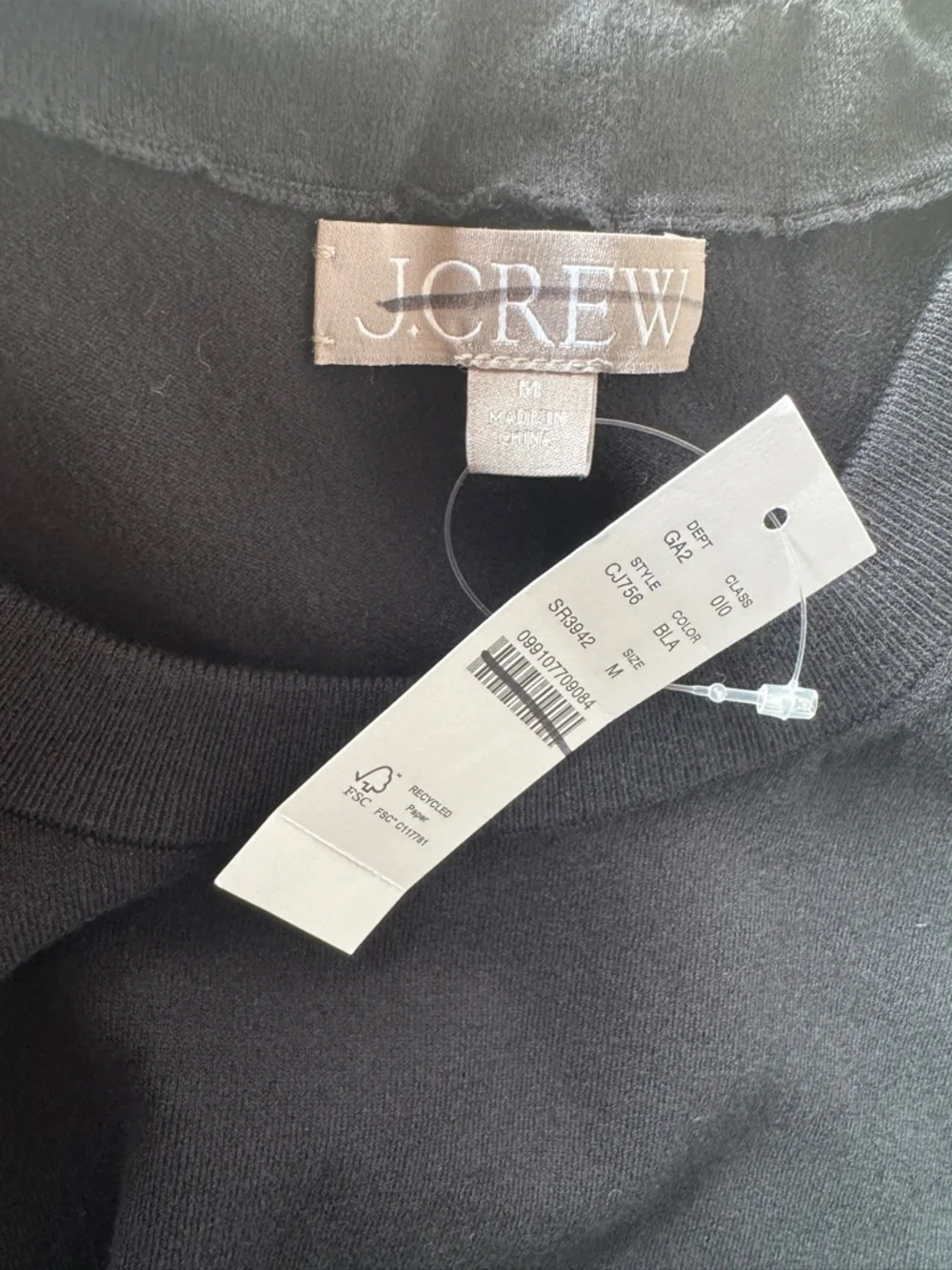 NWT! J. CREW Women’s Sweater Shell in Premium Ultra-Fine Cotton Blend Black Med